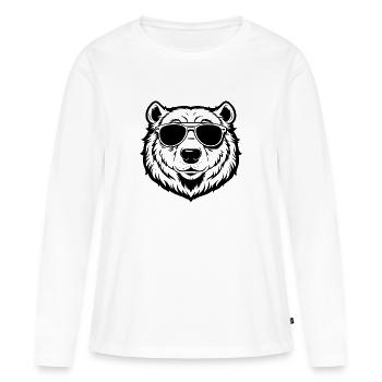 Ours Polaire Cool avec des lunettes de soleil - T-shirt manches longues Premium bio Femme - blanc - Devant - Julia (174cm)