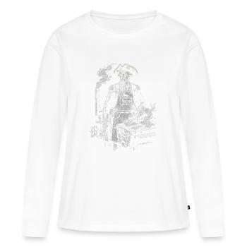 George Washington beim BBQ Grillen - Frauen Premium Bio Langarmshirt - Weiß - Vorne - Julia (174cm)