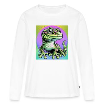 Gecko - Women's Premium Organic Long Sleeve Shirt - white - Front - Julia (174cm)