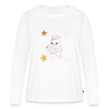 Cat King in the Rush of Stars - Women's Premium Organic Long Sleeve Shirt - white - Front - Julia (174cm)