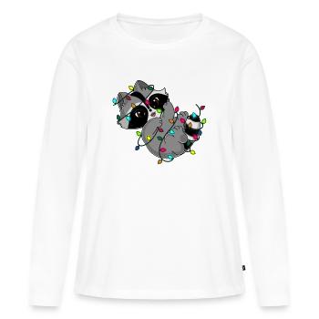 Snuggles the raccoon and the fairy lights - Women's Premium Organic Long Sleeve Shirt - white - Front - Julia (174cm)