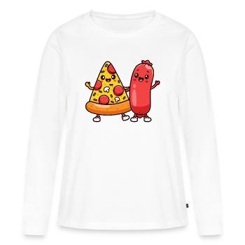 Pizza Slice and Sausage Friends - Women's Premium Organic Long Sleeve Shirt - white - Front - Julia (174cm)