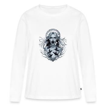 Nordic Ghost Woman with Ravens Dark Occult - Women's Premium Organic Long Sleeve Shirt - white - Front - Julia (174cm)