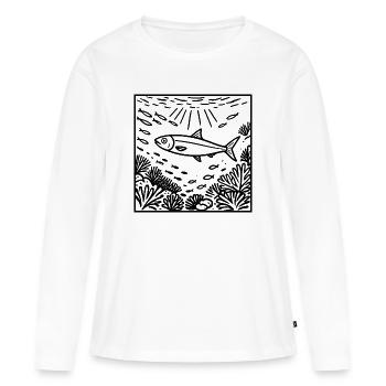 Sardines dans la mer - T-shirt manches longues Premium bio Femme - blanc - Devant - Julia (174cm)