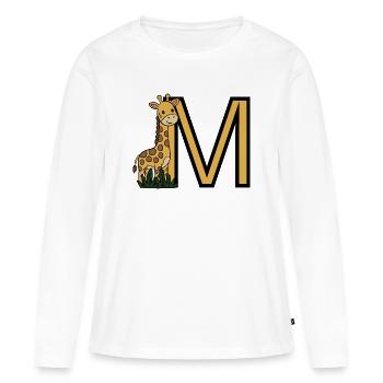 Initial M des girafes design - T-shirt manches longues Premium bio Femme - blanc - Devant - Julia (174cm)