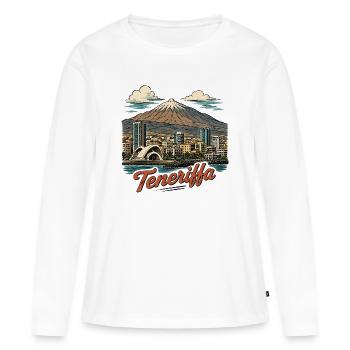 Teneriffa Skyline Mt Teide - Frauen Premium Bio Langarmshirt - Weiß - Vorne - Julia (174cm)
