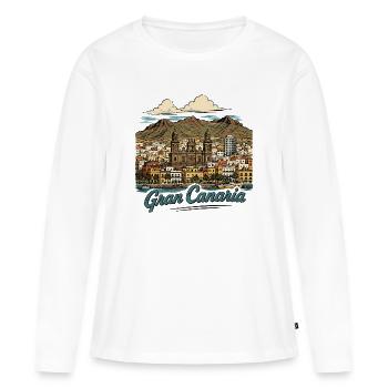 Gran Canaria Küstenpanorama - Frauen Premium Bio Langarmshirt - Weiß - Vorne - Julia (174cm)