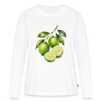 Lime Watercolor Freshness - Women's Premium Organic Long Sleeve Shirt - white - Front - Julia (174cm)