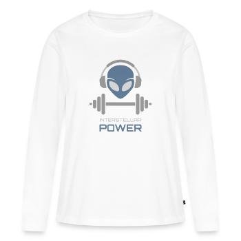 Powerlifting Alien Fitness Gym - Frauen Premium Bio Langarmshirt - Weiß - Vorne - Julia (174cm)