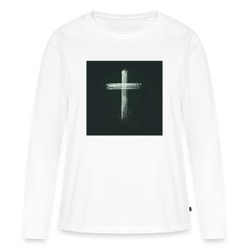 Kreuz Christliches Geschenk - Frauen Premium Bio Langarmshirt - Weiß - Vorne - Julia (174cm)