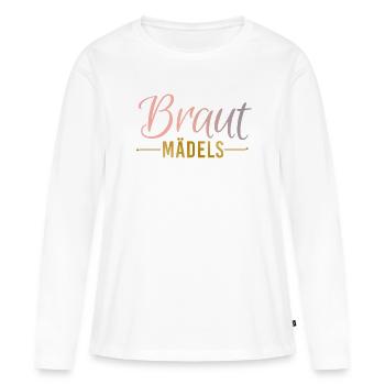 Mariée Anneaux Plumes Enterrement de vie de garçon - T-shirt manches longues Premium bio Femme - blanc - Devant - Julia (174cm)