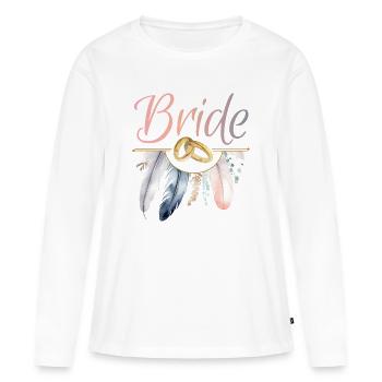 Bride Goldringe Federn JGA Junggesellenabschied - Frauen Premium Bio Langarmshirt - Weiß - Vorne - Julia (174cm)