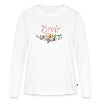 Bride Ringe Blumen JGA Junggesellenabschied - Frauen Premium Bio Langarmshirt - Weiß - Vorne - Julia (174cm)