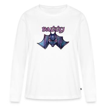 Batty Night Bat Illustration - Women's Premium Organic Long Sleeve Shirt - white - Front - Julia (174cm)