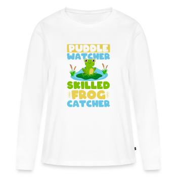 Frog Catcher Puddle Watcher Skilled Frog - Frauen Premium Bio Langarmshirt - Weiß - Vorne - Julia (174cm)