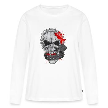 Skull Heavy Metal Music Rock Punk - Women's Premium Organic Long Sleeve Shirt - white - Front - Julia (174cm)