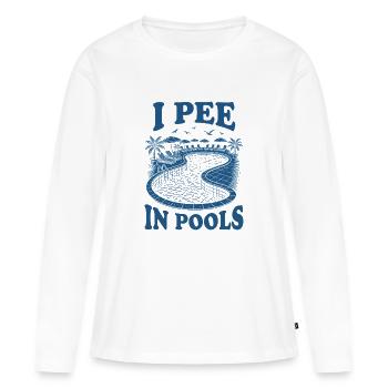 I Pee in Pools - T-shirt manches longues Premium bio Femme - blanc - Devant - Julia (174cm)