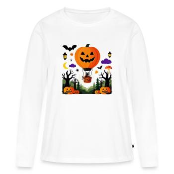 Pumpkin Balloon Halloween-Flug - Frauen Premium Bio Langarmshirt - Weiß - Vorne - Julia (174cm)