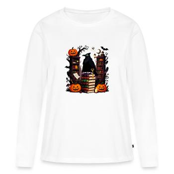 Gothic Raven Among Tomes - Women's Premium Organic Long Sleeve Shirt - white - Front - Julia (174cm)
