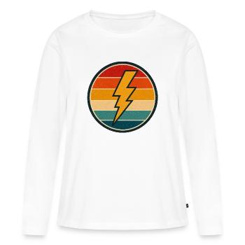 Lightning Retro Badge Vintage-Stil Grafik - Frauen Premium Bio Langarmshirt - Weiß - Vorne - Julia (174cm)