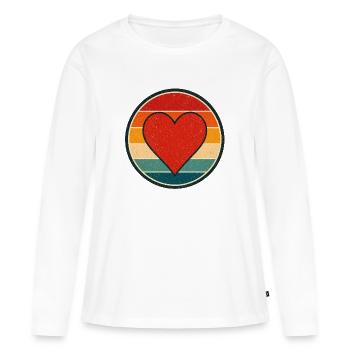 Emblème rétro Heart Style Vintage Graphisme - T-shirt manches longues Premium bio Femme - blanc - Devant - Julia (174cm)