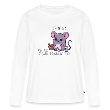 Ich starrte so intensiv auf die Aufgabe - Frauen Premium Bio Langarmshirt - Weiß - Vorne - Julia (174cm)