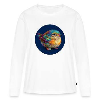 Oiseau arc-en-ciel coloré - T-shirt manches longues Premium bio Femme - blanc - Devant - Julia (174cm)