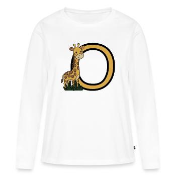 Girafe et dessin animé ovale en lettre O - T-shirt manches longues Premium bio Femme - blanc - Devant - Julia (174cm)