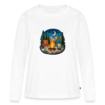 Champ de nuit pour l’incendie de forêt - T-shirt manches longues Premium bio Femme - blanc - Devant - Julia (174cm)
