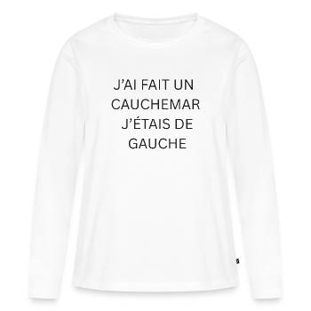 Humour France  - T-shirt manches longues Premium bio Femme - blanc - Devant - Julia (174cm)