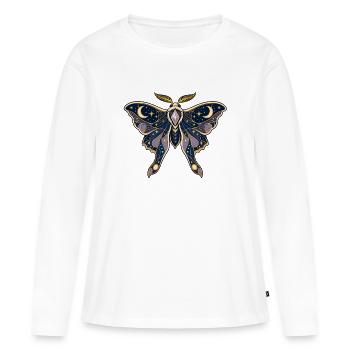 Kosmischer Nachtfalter - Frauen Premium Bio Langarmshirt - Weiß - Vorne - Julia (174cm)