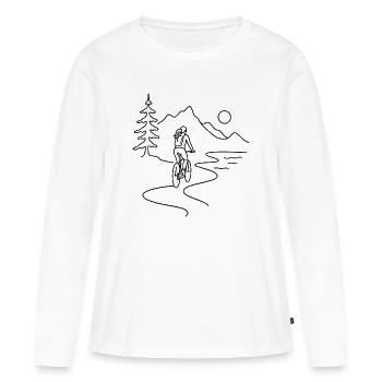 Cyclist woman in mountains - Women's Premium Organic Long Sleeve Shirt - white - Front - Julia (174cm)