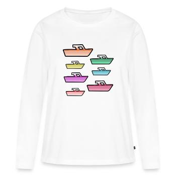 Bateaux à moteur - T-shirt manches longues Premium bio Femme - blanc - Devant - Julia (174cm)