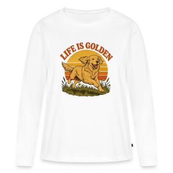 Life is golden mit Golden Retriever - Frauen Premium Bio Langarmshirt - Weiß - Vorne - Julia (174cm)