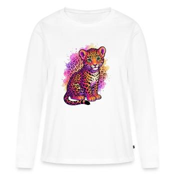 90er-Jahre-inspiriertes Tiger-Shirt Geburtstags-Leopardenhemd - Frauen Premium Bio Langarmshirt - Weiß - Vorne - Julia (174cm)