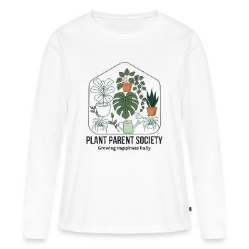 Société des parents de plantes : mode de vie écologique - T-shirt manches longues Premium bio Femme - blanc - Devant - Julia (174cm)