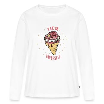 Vielfalt Eiscreme Herz Motiv - Frauen Premium Bio Langarmshirt - Weiß - Vorne - Julia (174cm)