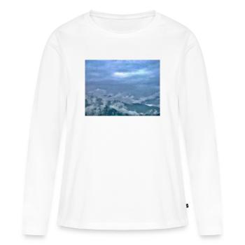 Brouillard sur le paysage montagneux Lumière du matin - T-shirt manches longues Premium bio Femme - blanc - Devant - Julia (174cm)
