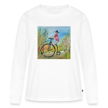  Hochrad - Frauen Premium Bio Langarmshirt - Weiß - Vorne - Julia (174cm)