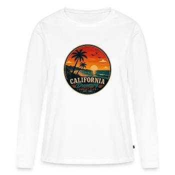 Graphique vintage California Dreaming - T-shirt manches longues Premium bio Femme - blanc - Devant - Julia (174cm)