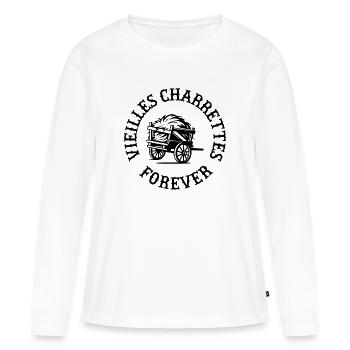 Vieilles Charrettes Forever - Illustration Vintage - T-shirt manches longues Premium bio Femme - blanc - Devant - Julia (174cm)