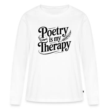 La poésie est ma thérapie - T-shirt manches longues Premium bio Femme - blanc - Devant - Julia (174cm)