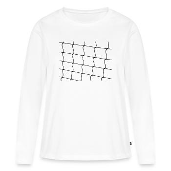 Netz aus Strick mit Knoten - Frauen Premium Bio Langarmshirt - Weiß - Vorne - Julia (174cm)