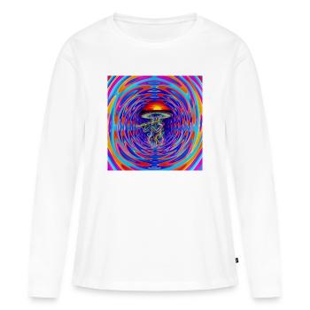 70s_Goa_Mushroom_ - Frauen Premium Bio Langarmshirt - Weiß - Vorne - Julia (174cm)