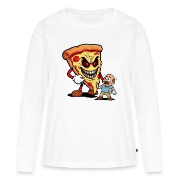 Pizza-Monster-Bedrohung - Frauen Premium Bio Langarmshirt - Weiß - Vorne - Julia (174cm)