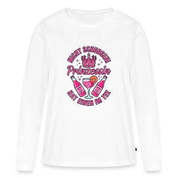 Nicht schubsen Prinzessin hat einen im Tee - Frauen Premium Bio Langarmshirt - Weiß - Vorne - Julia (174cm)