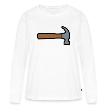 Zimmermannshammer Werkzeug Icon - Frauen Premium Bio Langarmshirt - Weiß - Vorne - Julia (174cm)
