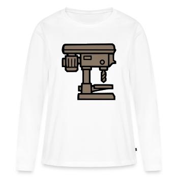 Icône de l’outil de perceuse sur pied - T-shirt manches longues Premium bio Femme - blanc - Devant - Julia (174cm)