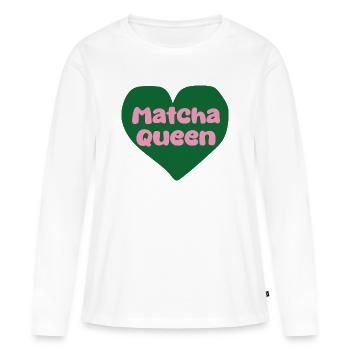 Matcha Queen Herzdesign - Frauen Premium Bio Langarmshirt - Weiß - Vorne - Julia (174cm)