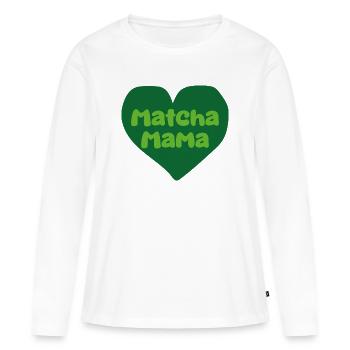 Matcha Mama Herz - Frauen Premium Bio Langarmshirt - Weiß - Vorne - Julia (174cm)